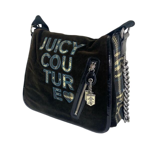 Juicy Couture Black Shoulder Bag messenger Y2K chunky chain - Picture 1 of 9